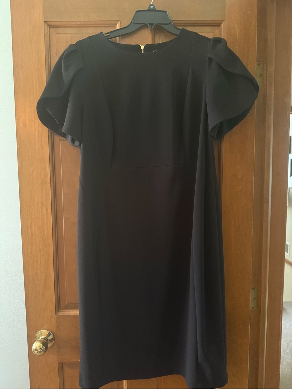 Calvin Klein Black Midi Dress with Flutter Sleeves
